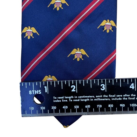 Gitman Bros.Navy Silk Patterned Tie With Eagle & Stripe Design - Picture 8 of 8